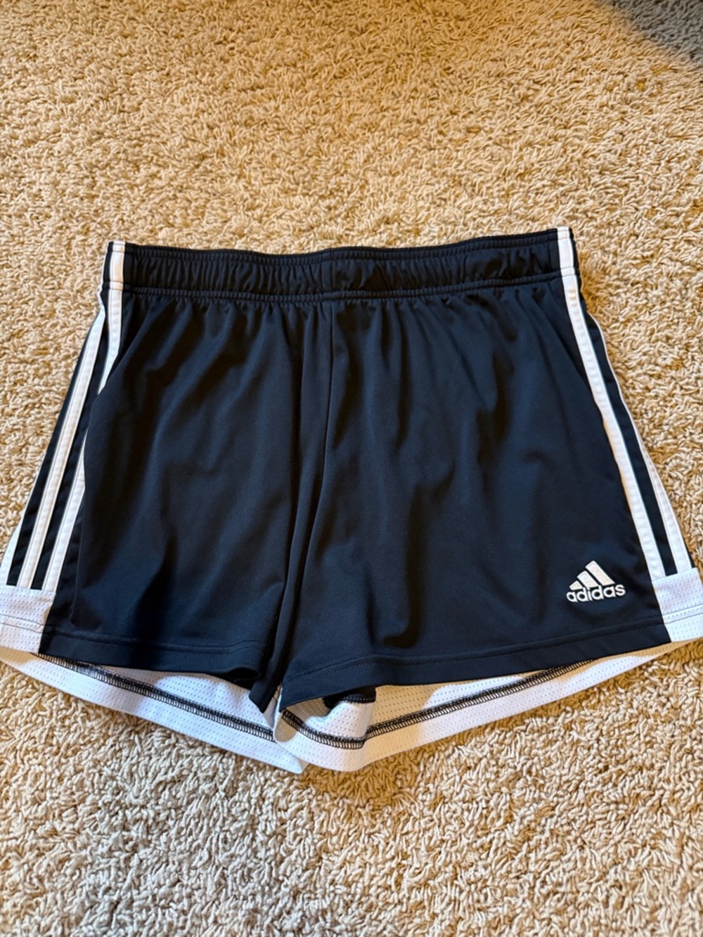 adidas Women's Black Athletic Shorts with White Triple Stripes